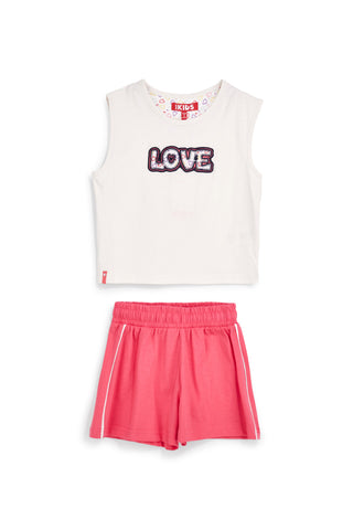 Weißer und rosa Anzug mit Love Pitt Kinderdruck PT-G-SE-9045