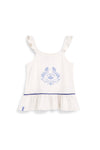 Top bianco in cotone con spalline arricciate Pitt kids Pt-g-t-9015