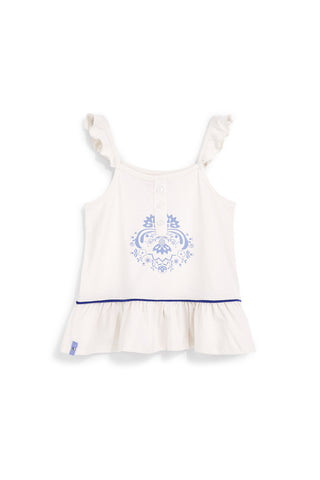Top bianco in cotone con spalline arricciate Pitt kids Pt-g-t-9015