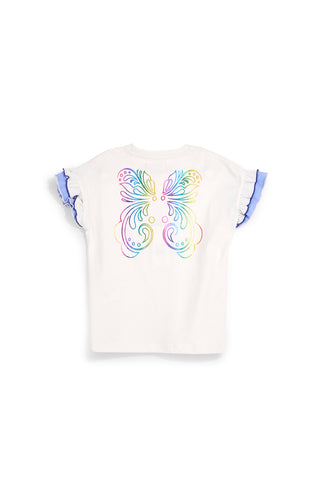 T-shirt bianca in cotone con maniche arricciate Pitt kids Pt-g-t-9016