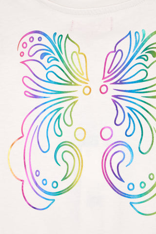 T-shirt bianca in cotone con maniche arricciate Pitt kids Pt-g-t-9016