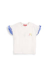 T-shirt bianca in cotone con maniche arricciate Pitt kids Pt-g-t-9016