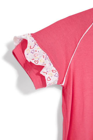 Rosa T-Shirt mit Rüschenärmeln Pitt Kinder PT-G-T-9046