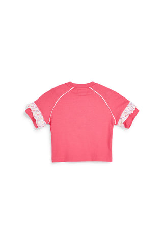 Rosa T-Shirt mit Rüschenärmeln Pitt Kinder PT-G-T-9046