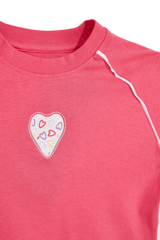 Rosa T-Shirt mit Rüschenärmeln Pitt Kinder PT-G-T-9046