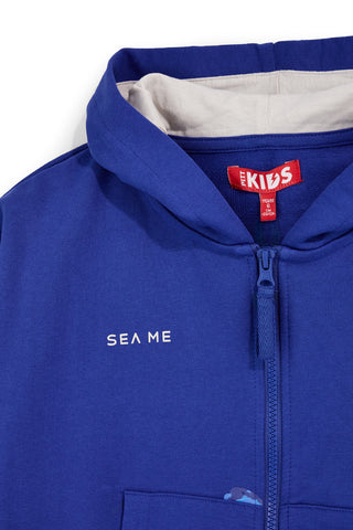 Blaues Sweatshirt mit Kapuze und Reißverschluss Pitt Kinder PT-B-F-9032