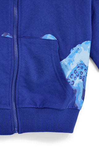 Blaues Sweatshirt mit Kapuze und Reißverschluss Pitt Kinder PT-B-F-9032