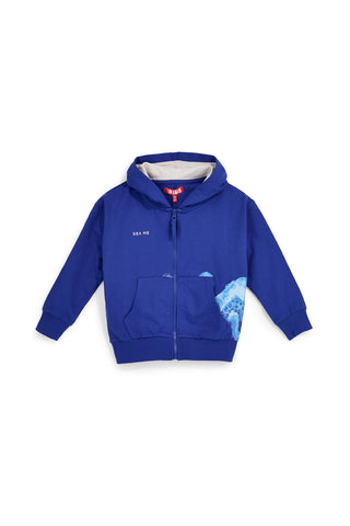 Blaues Sweatshirt mit Kapuze und Reißverschluss Pitt Kinder PT-B-F-9032