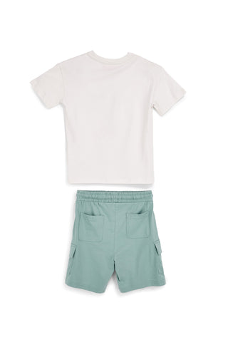 Weißer und grüner Anzug mit Explorer Pitt Kinderdruck PT-B-SE-9009