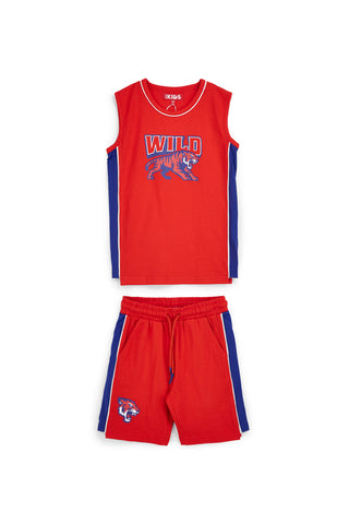 Completo rosso con canotta e shorts Pitt kids PT-B-SE-9022