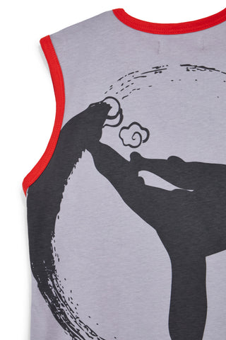 Completo canotta + pantaloni grigio in cotone Pitt kids Pt-b-se-9024