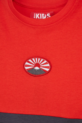 Completo t-shirt + pantaloni rosso e nero Pitt kids Pt-b-se-9028