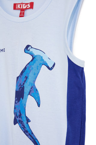 Completo canotta + pantaloni blu e azzurro Pitt kids Pt-b-se-9034