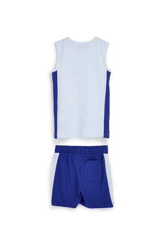 Completo canotta + pantaloni blu e azzurro Pitt kids Pt-b-se-9034