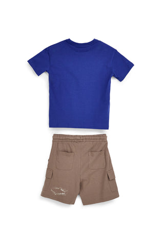 Blauer und brauner Anzug mit Hai-Print Pitt Kinder PT-B-SE-9035