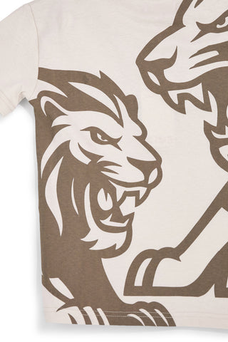 Beigefarbenes T-Shirt mit Wild Pitt Kinderaufdruck PT-B-T-9021