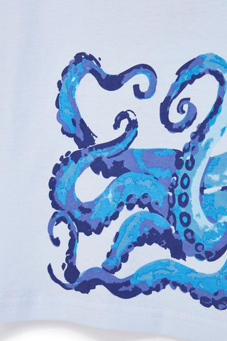 Hellblaues T-Shirt mit Krakenaufdruck Pitt kids Pt-b-t-9033