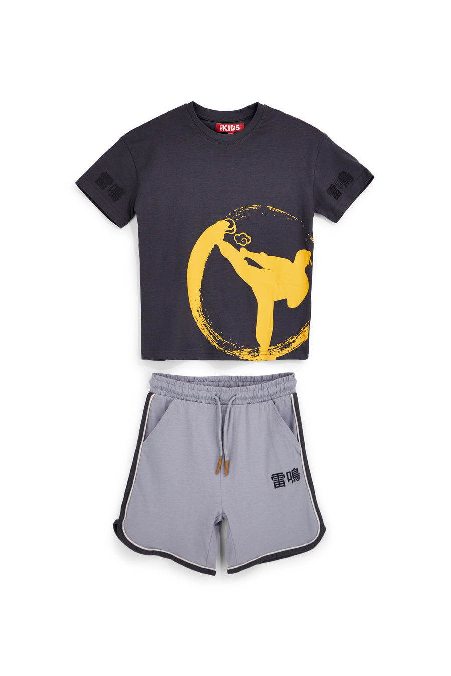 NOROZE Set Di Pigiama Per Bambini, 2 Pezzi In Cotone, T-Shirt E Pantaloncini Con Strisce Laterali A Contrasto, Colore Cachi, Taglia 7-8 Anni