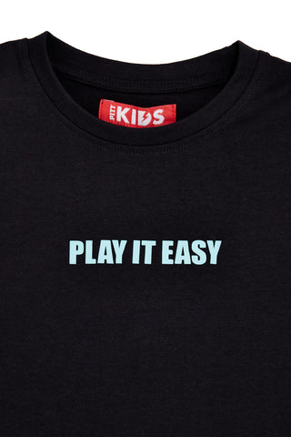 Schwarz und rot Outfit mit T-Shirt und Shorts Pitt Kinder PT-B-T-9048