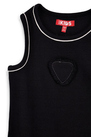 Schwarzes ärmelloses Kleid mit Herz Pitt Kinder Pt-b-9050