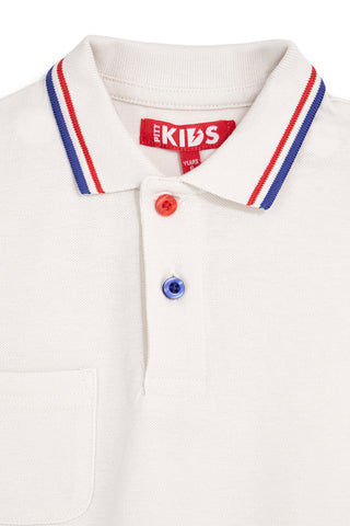 Polo bianca con colletto a contrasto Pitt kids Pt-b-pl-9053