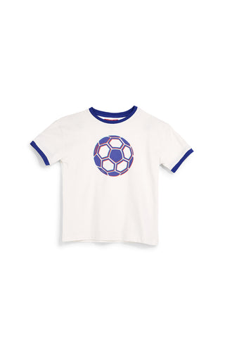 Weißes T-Shirt mit Ball Druck Pitt Kinder PT-B-T-9052