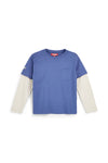 Blaues Langarm-T-Shirt mit Brusttasche von Pitt Kids PTBT2614