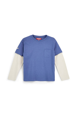 Blaues Langarm-T-Shirt mit Brusttasche von Pitt Kids PTBT2614