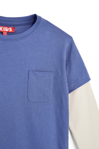 Blaues Langarm-T-Shirt mit Brusttasche von Pitt Kids PTBT2614