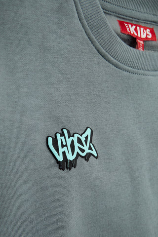 Grau-grünes Sweatshirt mit Fleecefutter von Pitt Kids, Modell PTBF2615