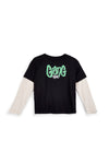 Maglia nera effetto doppia manica Pitt kids PTBT2617
