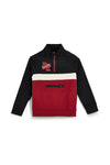 Schwarz-rotes Sweatshirt mit halbem Reißverschluss und Aufnähern aus Baumwollfleece von Pitt Kids PTBF2620