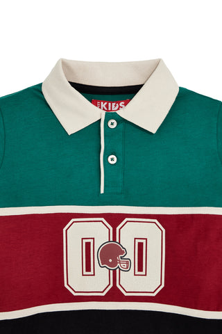 Grünes Langarm-Polohemd aus Baumwolle von Pitt Kids PTBPL2624