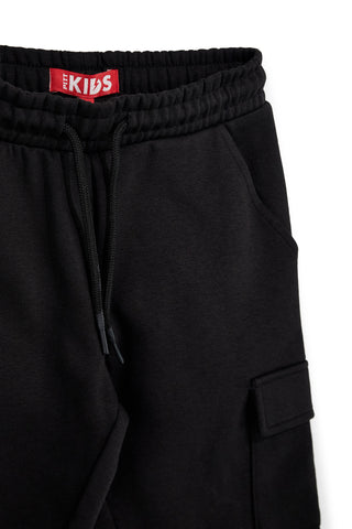 Pantaloni cargo neri con interno felpato Pitt kids PTBP2626