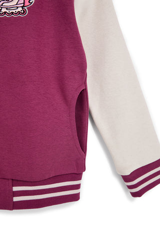 Fuchsiafarbener College-Sweater mit Knöpfen und fleecegefüttertem Innenfutter von Pitt Kids PTGF2627