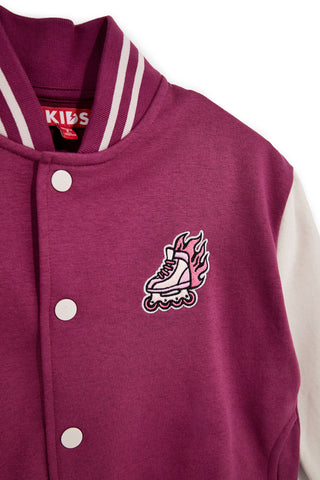 Fuchsiafarbener College-Sweater mit Knöpfen und fleecegefüttertem Innenfutter von Pitt Kids PTGF2627