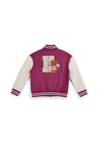 Fuchsiafarbener College-Sweater mit Knöpfen und fleecegefüttertem Innenfutter von Pitt Kids PTGF2627