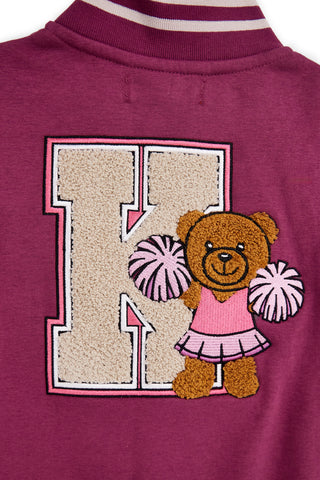 Fuchsiafarbener College-Sweater mit Knöpfen und fleecegefüttertem Innenfutter von Pitt Kids PTGF2627