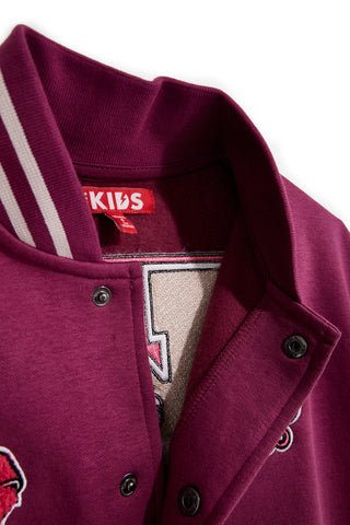 Fuchsiafarbener College-Sweater mit Knöpfen und fleecegefüttertem Innenfutter von Pitt Kids PTGF2627