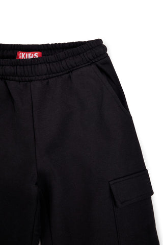 Pantaloni cargo neri con interno felpato Pitt kids PTGP2632