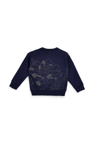 Blaues Sweatshirt mit Blumendruck und flauschigem Innenfutter von Pitt Kids PTGF2633