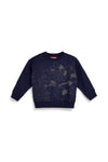 Blaues Sweatshirt mit Blumendruck und flauschigem Innenfutter von Pitt Kids PTGF2633