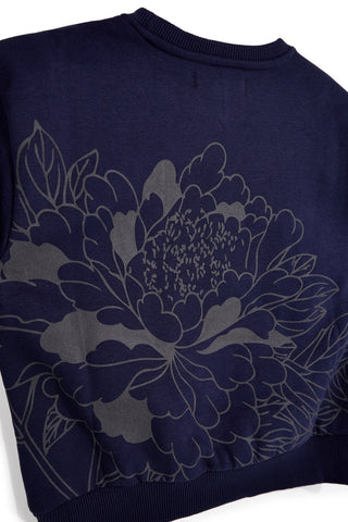 Blaues Sweatshirt mit Blumendruck und flauschigem Innenfutter von Pitt Kids PTGF2633