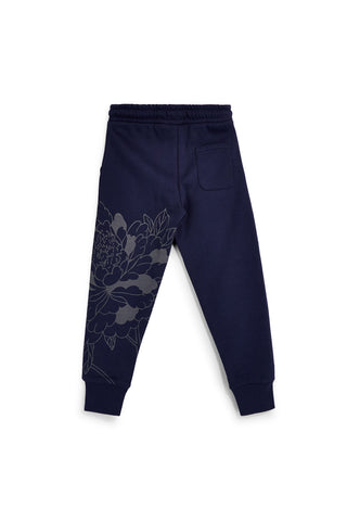 Pantaloni blu con stampa floreale e interno felpato Pitt kids PTGP2634