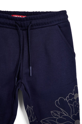 Pantaloni blu con stampa floreale e interno felpato Pitt kids PTGP2634