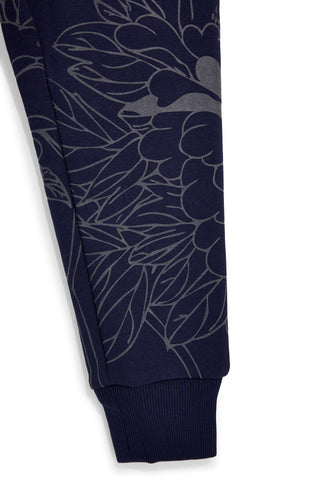 Pantaloni blu con stampa floreale e interno felpato Pitt kids PTGP2634