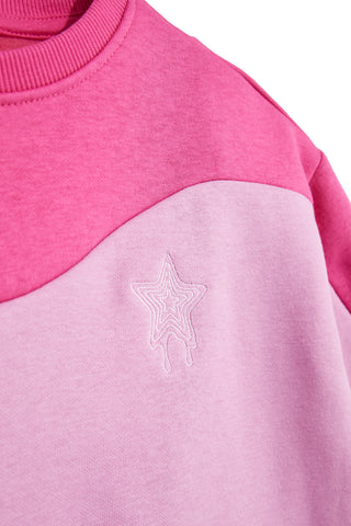 Felpa rosa bicolore interno felpato Pitt kids PTGF2635