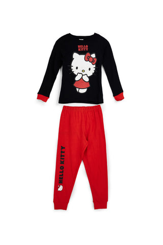 Pigiama nero e rosso a maniche lunghe con stampa Hello kitty H13856MC