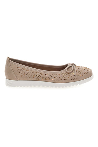 Beige Ballerinas mit Glitter und dekorativer Schleife MIO TEMPO MINA362