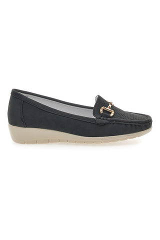 Schwarze Loafer mit goldener Schnalle MIO TEMPO MINA1230